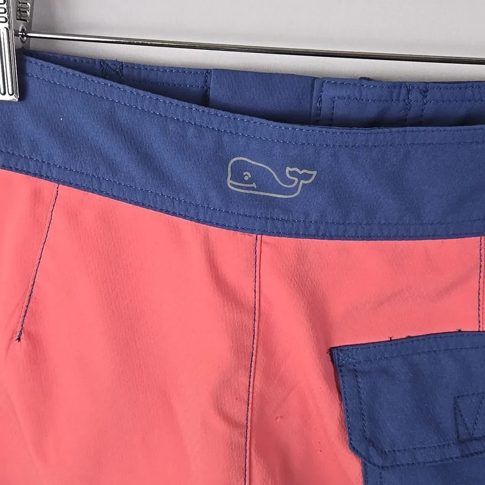 Vineyard Vines Board Shorts‎ Sz 28 Blue Teal Pink Colorblock Preppy Unlined